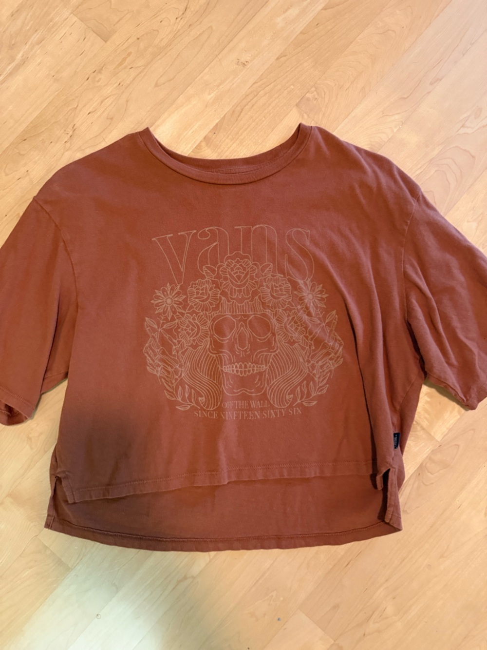 Vans Rust Orange Graphic Cropped Skull Tee